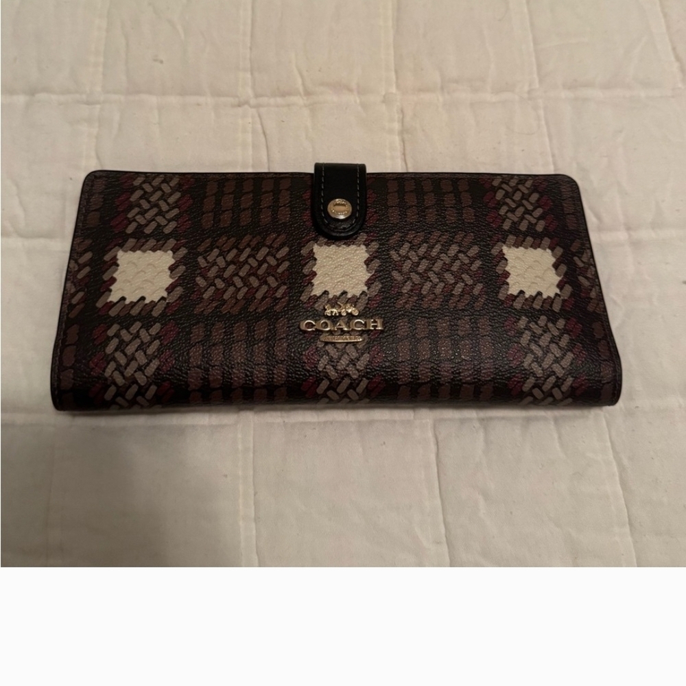 Coach Checkered Wallet - Brown and Black
